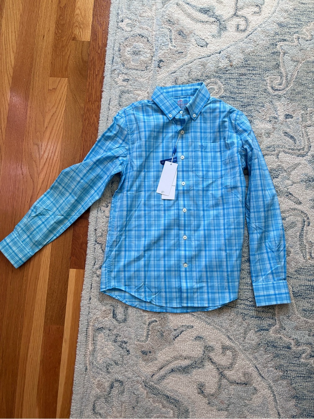Southern Tide Blue Plaid Long-Sleeve Button-Down Shirt